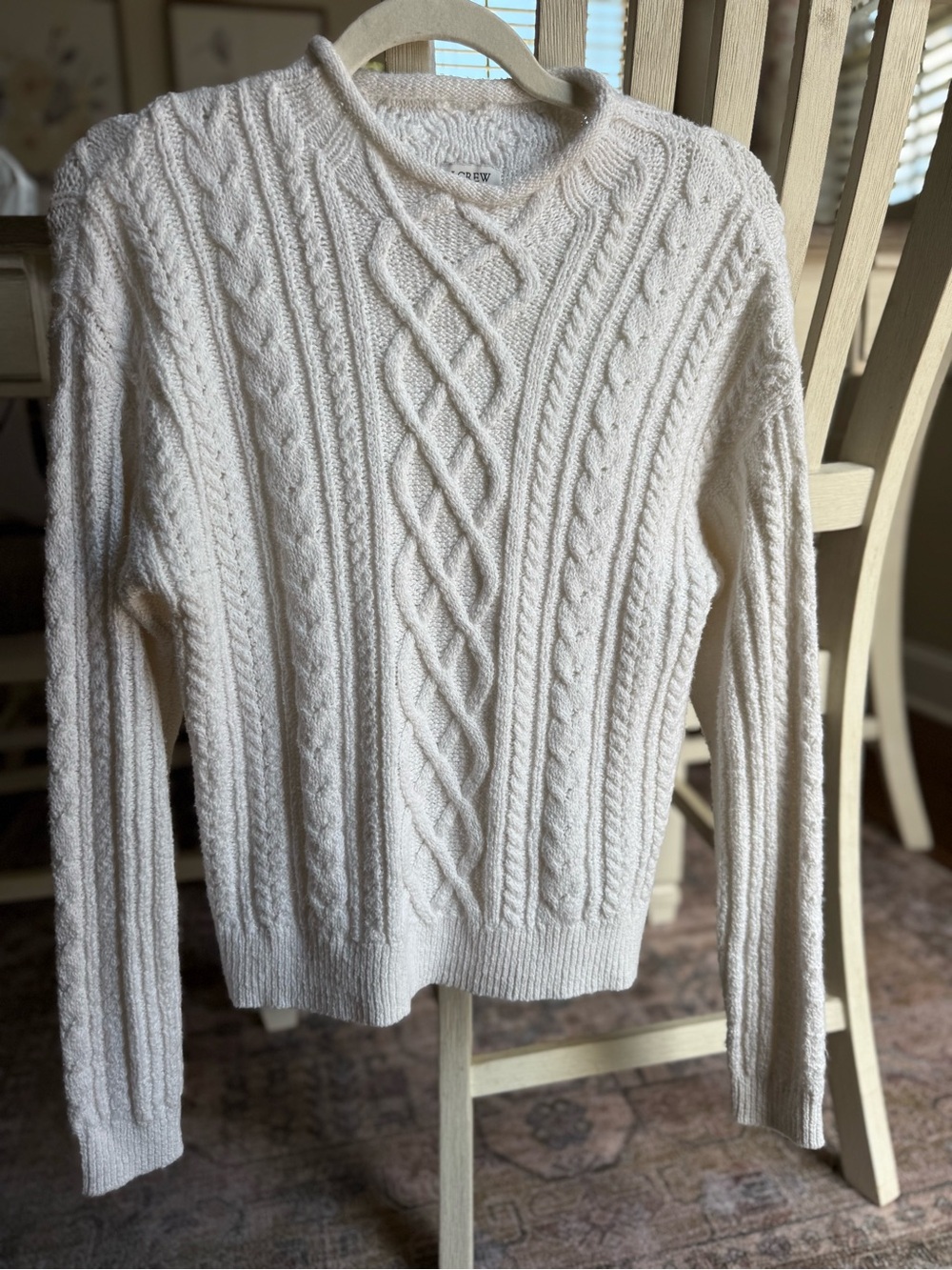 J. Crew Cream Cable-Knit Crewneck Sweater